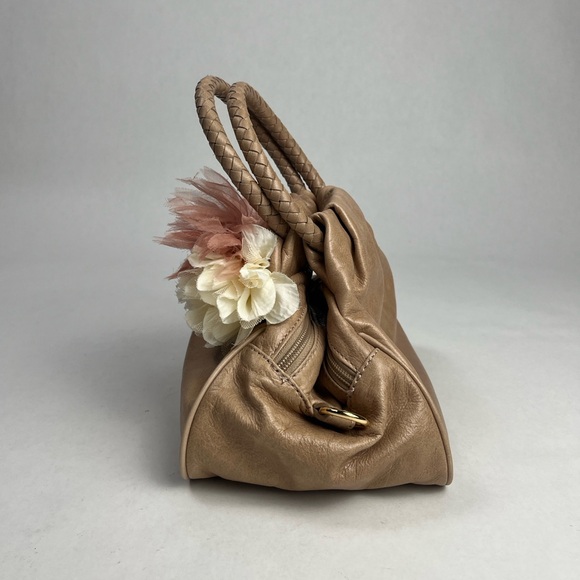 Talbots Tan Leather Handbag with Floral Accent - Picture 15 of 16